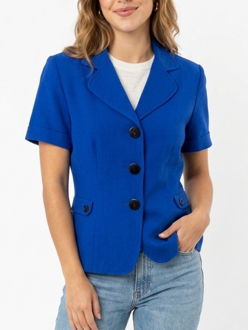 Vintage Royal Blue Short Sleeve Blazer